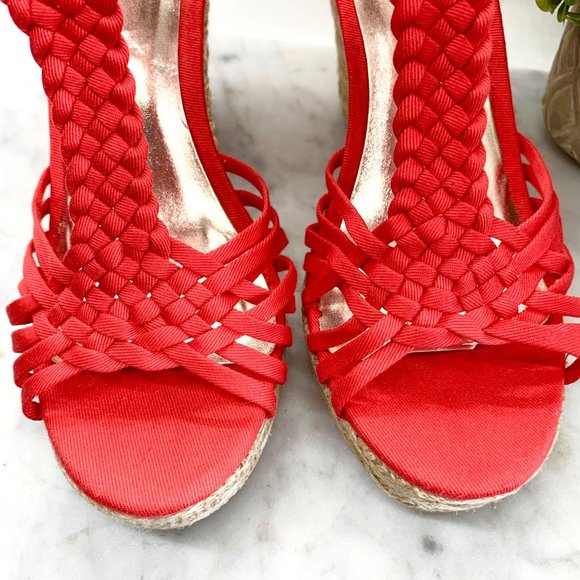 Steve Madden Red Coral Rise Wedge Weave Wedges Size 7.5 - Picture 4 of 11